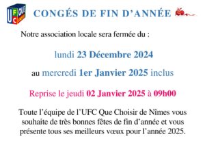 CONGÉS DE FIN D’ANNEE